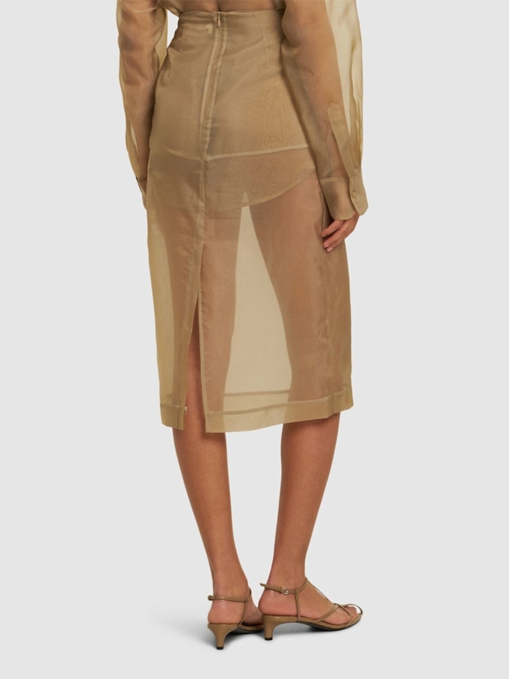Frankie Shop Sheer Midi Skirt in Beige - Picture 4 of 6